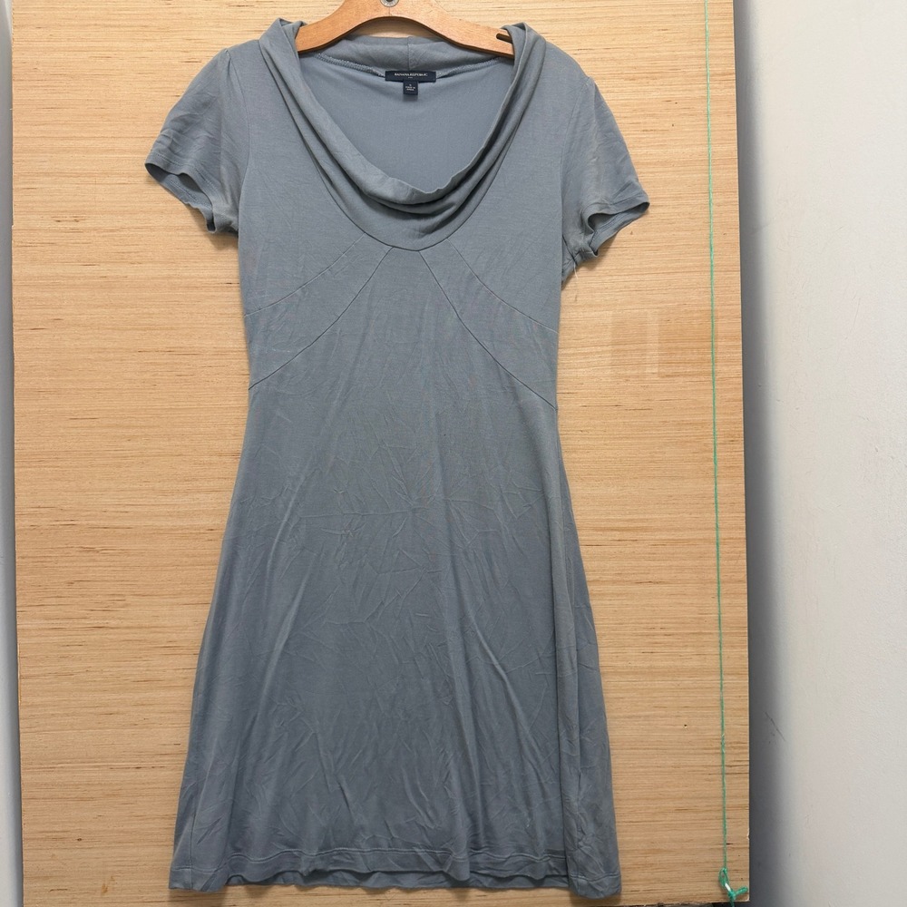 Banana Republic Womens S Blue Cowl Neck Short‎ Sleeve Mini Dress 6073